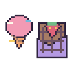 Pixel art Glace décoré et Chocolat avec une fraise, grille 40 × 40