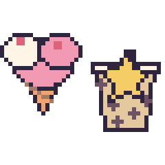 Pixel art Glace double garniture et Boba avec une étoile, grille 40 × 40
