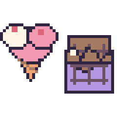 Pixel art Glace double garniture et Chocolat au chocolat, grille 40 × 40