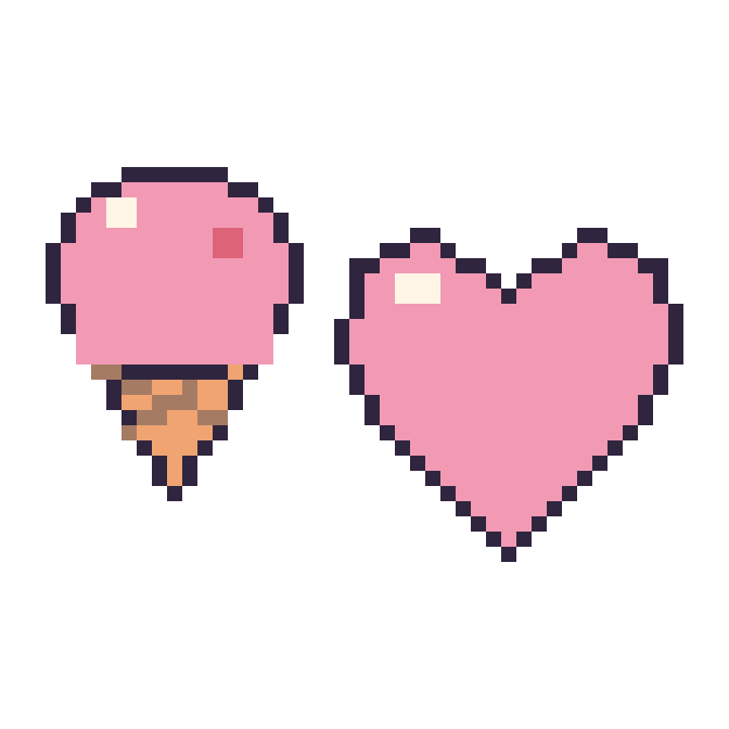 Modèle de pixel art Glace et Cœur sur une grille de 48 par 48 cases