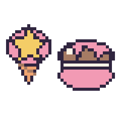 Pixel art Glace avec une étoile et Macaron au chocolat, grille 40 × 40