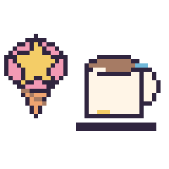 Pixel art Glace avec une étoile et Tasse de thé décoré, grille 40 × 40