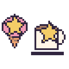 Pixel art Glace avec une étoile et Tasse de thé avec une étoile, grille 40 × 40