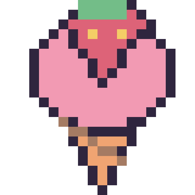 Modèle de pixel art Glace avec une fraise sur une grille de 20 par 20 cases