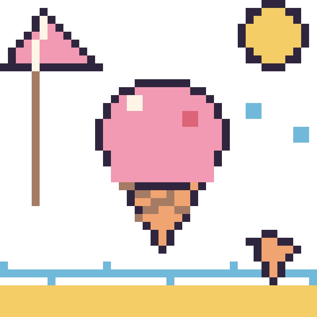Modèle de pixel art Glace à la plage sur une grille de 40 par 40 cases