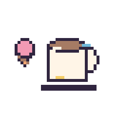 Pixel art Glace simple 10 × 10 et Tasse de thé décoré, grille 40 × 40