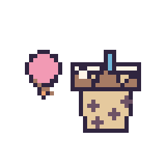 Pixel art Glace simple 12 × 12 et Boba au chocolat, grille 40 × 40