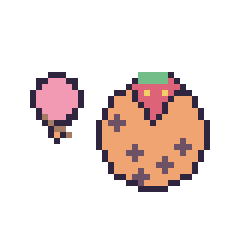 Pixel art Glace simple 12 × 12 et Cookie avec une fraise, grille 40 × 40