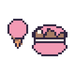 Pixel art Glace simple 16 × 16 et Macaron au chocolat, grille 40 × 40