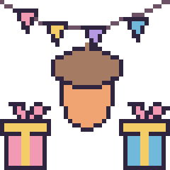 Pixel art Gland pour un anniversaire, grille 40 × 40