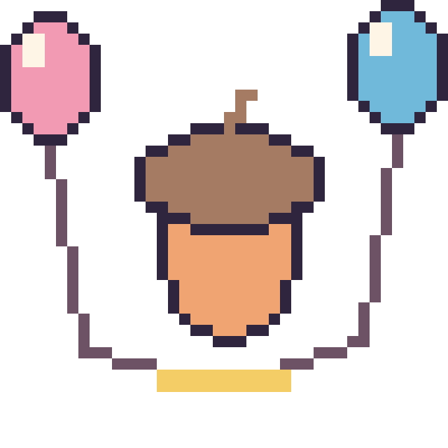 Modèle de pixel art Gland avec des ballons sur une grille de 40 par 40 cases