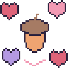 Pixel art Gland avec des cœurs, grille 40 × 40