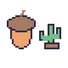 Pixel art Gland et Cactus simple 16 × 16, grille 40 × 40
