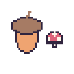 Pixel art Gland et Champignon simple 10 × 10, grille 40 × 40