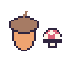 Pixel art Gland et Champignon simple 12 × 12, grille 40 × 40