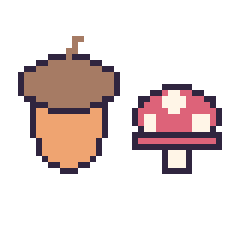 Pixel art Gland et Champignon simple 16 × 16, grille 40 × 40