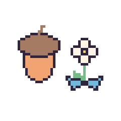Pixel art Gland et Marguerite avec un nœud, grille 48 × 48