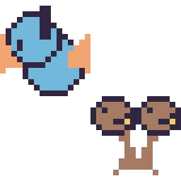 Pixel art Gobou mini et Doduo mini, grille 32 × 32