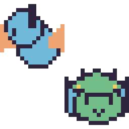 Pixel art Gobou mini et Fantyrm mini, grille 32 × 32