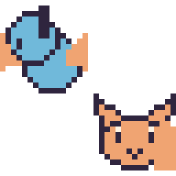 Pixel art Gobou mini et Goupix mini, grille 32 × 32