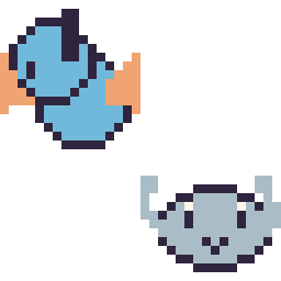 Pixel art Gobou mini et Racaillou mini, grille 32 × 32