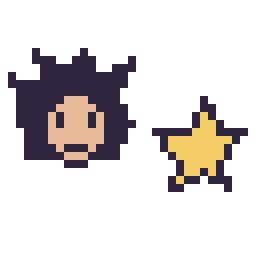 Pixel art Goku mini et Étoile simple 12 × 12, grille 32 × 32