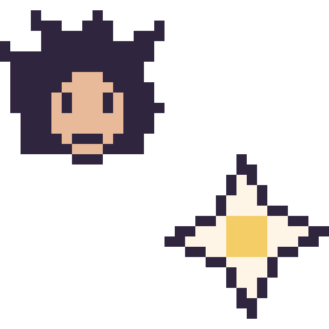 Modèle de pixel art Goku mini et Etoile nether Minecraft 16 × 16 sur une grille de 32 par 32 cases