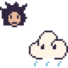 Pixel art Goku mini et Nuage de pluie, grille 40 × 40