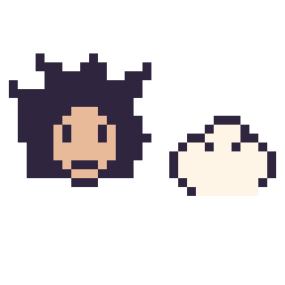 Pixel art Goku mini et Nuage simple 12 × 12, grille 32 × 32
