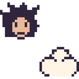 Pixel art Goku mini et Nuage simple 16 × 16, grille 32 × 32