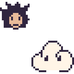 Pixel art Goku mini et Nuage, grille 40 × 40