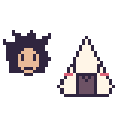 Pixel art Goku mini et Onigiri kawaii, grille 40 × 40