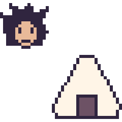 Pixel art Goku mini et Onigiri, grille 40 × 40