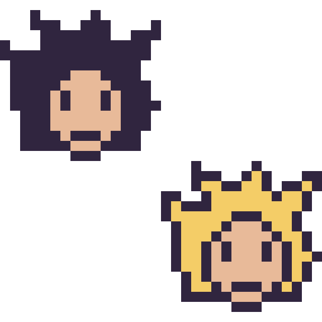 Modèle de pixel art Goku mini et Goku Super Saiyan mini sur une grille de 32 par 32 cases