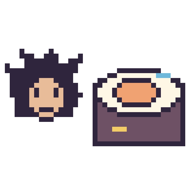 Modèle de pixel art Goku mini et Sushi décoré sur une grille de 40 par 40 cases