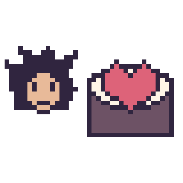 Modèle de pixel art Goku mini et Sushi avec un cœur sur une grille de 40 par 40 cases