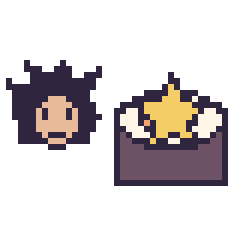 Pixel art Goku mini et Sushi avec une étoile, grille 40 × 40