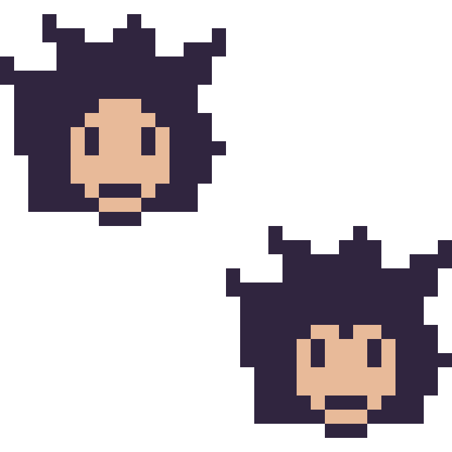Modèle de pixel art Goku mini et Vegeta mini sur une grille de 32 par 32 cases