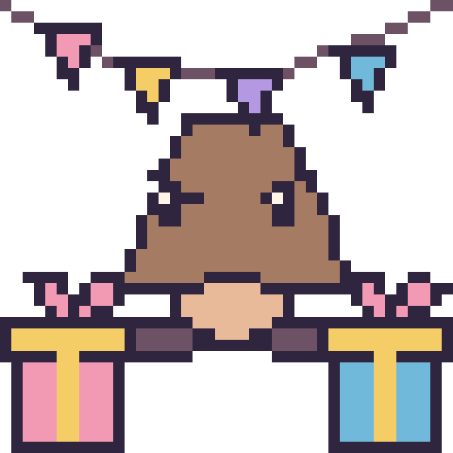 Modèle de pixel art Goomba pour un anniversaire sur une grille de 40 par 40 cases