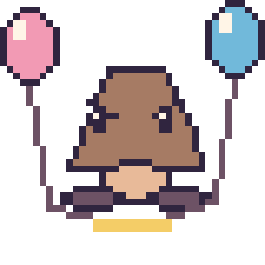 Pixel art Goomba avec des ballons, grille 40 × 40