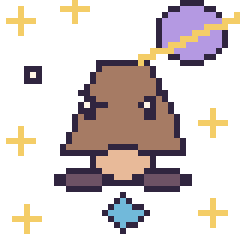Pixel art Goomba dans l’espace, grille 40 × 40