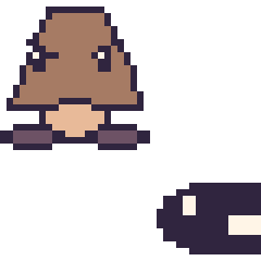 Pixel art Goomba et Bill Balle mini, grille 40 × 40