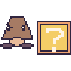 Pixel art Goomba et Bloc mystère Mario, grille 48 × 48