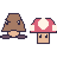 Pixel art Goomba et Champignon Mario, grille 48 × 48