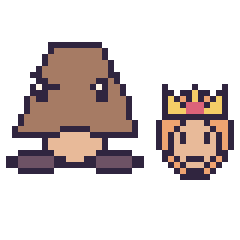 Pixel art Goomba et Daisy mini, grille 40 × 40