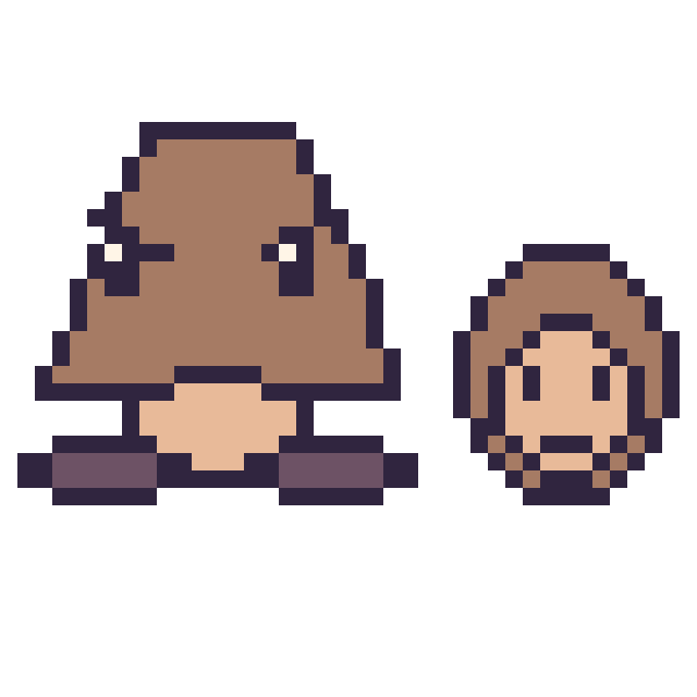Modèle de pixel art Goomba et Donkey Kong mini sur une grille de 40 par 40 cases
