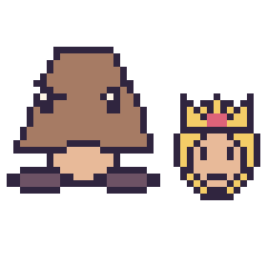 Pixel art Goomba et Harmonie mini, grille 40 × 40