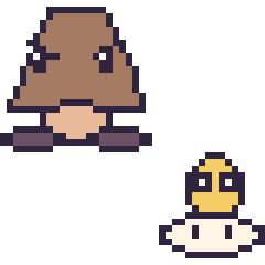 Pixel art Goomba et Lakitu mini, grille 40 × 40