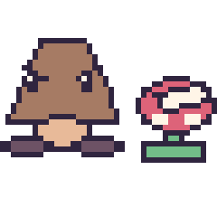 Pixel art Goomba et Plante Piranha mini, grille 40 × 40