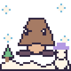Pixel art Goomba en hiver, grille 40 × 40